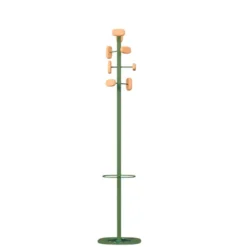 Portemanteau sur socle Sherwood - 8 patères bois - avec porte-parapluie