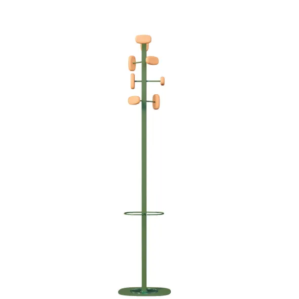 Portemanteau sur socle Sherwood - 8 patères bois - avec porte-parapluie