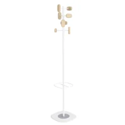 Portemanteau sur socle Sherwood - 8 patères bois - avec porte-parapluie
