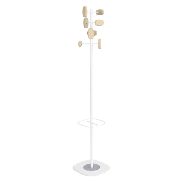 Portemanteau sur socle Sherwood - 8 patères bois - avec porte-parapluie