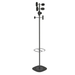 Portemanteau sur socle Sherwood - 8 patères bois - avec porte-parapluie