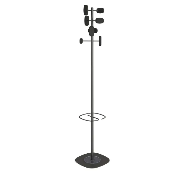 Portemanteau sur socle Sherwood - 8 patères bois - avec porte-parapluie