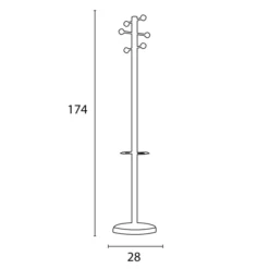 Portemanteau sur socle Welcome - fût noir - 6 patères ABS noir - avec porte-parapluie