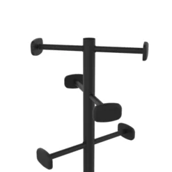 Portemanteau sur socle Welcome - fût noir - 6 patères ABS noir - avec porte-parapluie