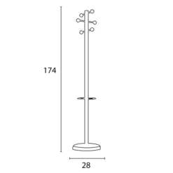 Portemanteau sur socle Welcome - fût noir - 6 patères bois - avec porte-parapluie