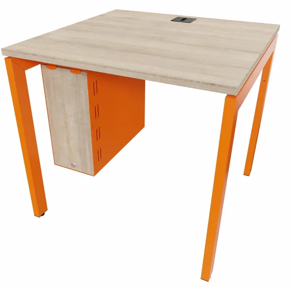Poste de consultation informatique Monaco - consultation assise - 80 x 80 cm avec caisson support UC sécurisé