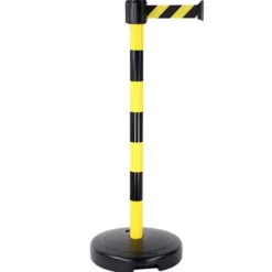 Poteau de balisage à sangle - sangle 3 m - PVC - avec socle noir à lester