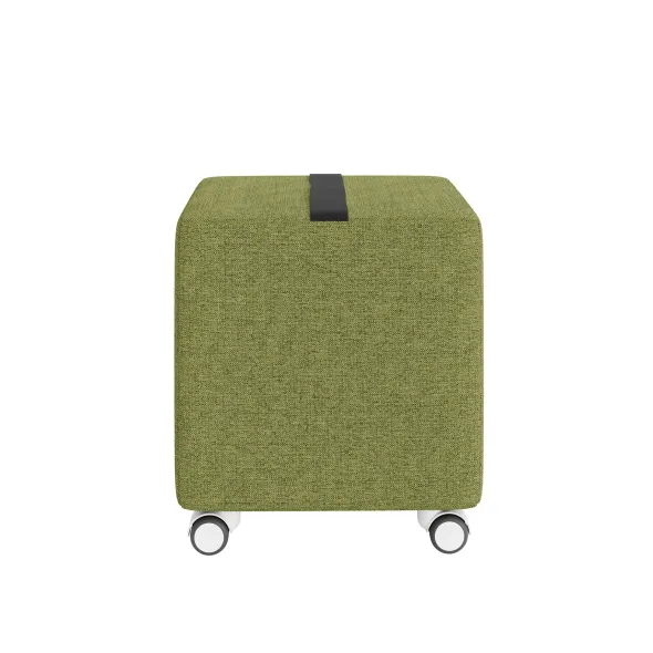 Pouf carré Yam's - tissu N - sur roulettes
