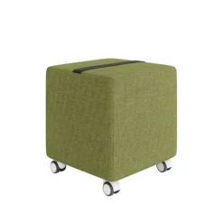 Pouf carré Yam's - tissu N - sur roulettes