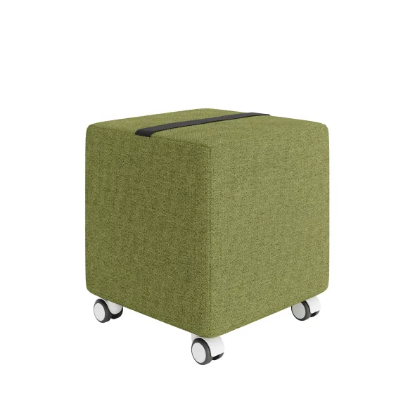 Pouf carré Yam's - tissu N - sur roulettes