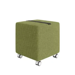 Pouf carré Yam's - tissu N - sur roulettes