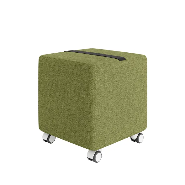 Pouf carré Yam's - tissu N - sur roulettes