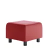 Pouf carré Yola - textile enduit grainé - groseille