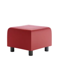 Pouf carré Yola - textile enduit grainé - groseille