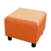 Pouf carré Yola - textile enduit imprimé corail