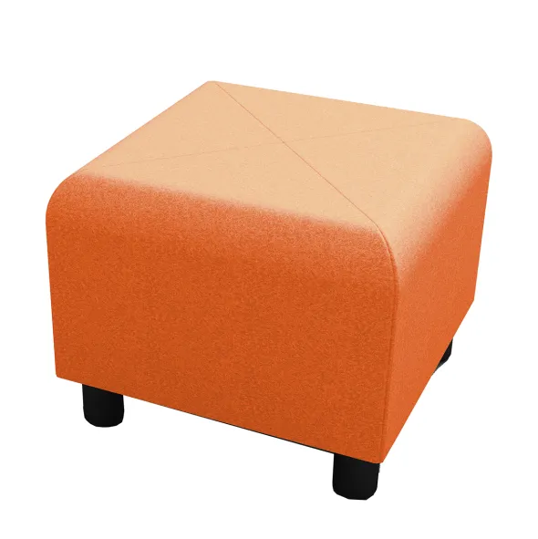 Pouf carré Yola - textile enduit imprimé corail