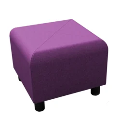 Pouf carré Yola - textile enduit imprimé - patins polypropylène noir