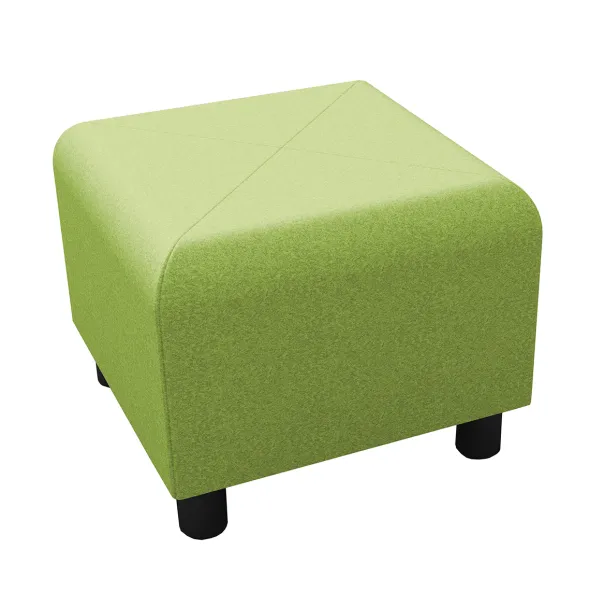 Pouf carré Yola - textile enduit imprimé - patins polypropylène noir