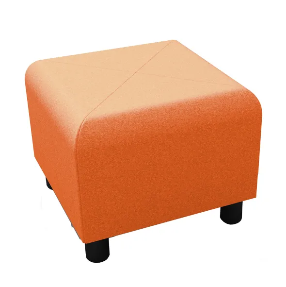 Pouf carré Yola - textile enduit imprimé - patins polypropylène noir