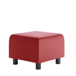 Pouf carré Yola - textile enduit grainé - patins polypropylène noir