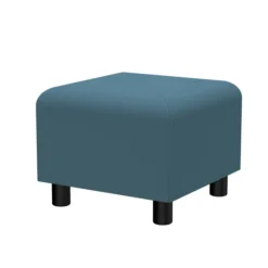 Pouf carré Yola - textile enduit uni - patins polypropylène noir