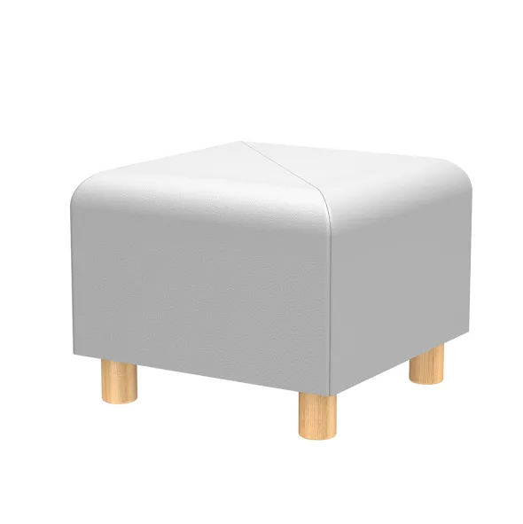 Pouf carré Yola - textile enduit grainé - patins bois