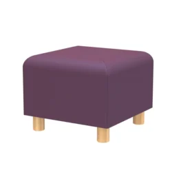 Pouf carré Yola - textile enduit uni - patins bois