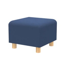 Pouf carré Yola - textile enduit imprimé - patins bois