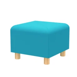 Pouf carré Yola - tissu - patins bois