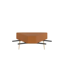 Pouf d'angle 60° Modul@ - textile enduit - pieds chêne vernis naturel