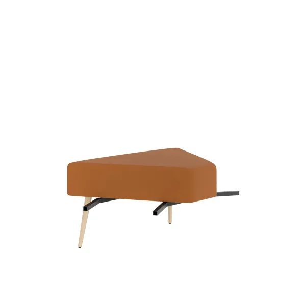 Pouf d'angle 60° Modul@ - textile enduit - pieds chêne vernis naturel