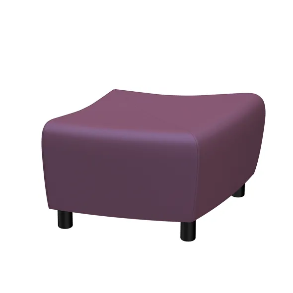 Pouf d'extrémité Yola - textile enduit uni - patins polypropylène noir