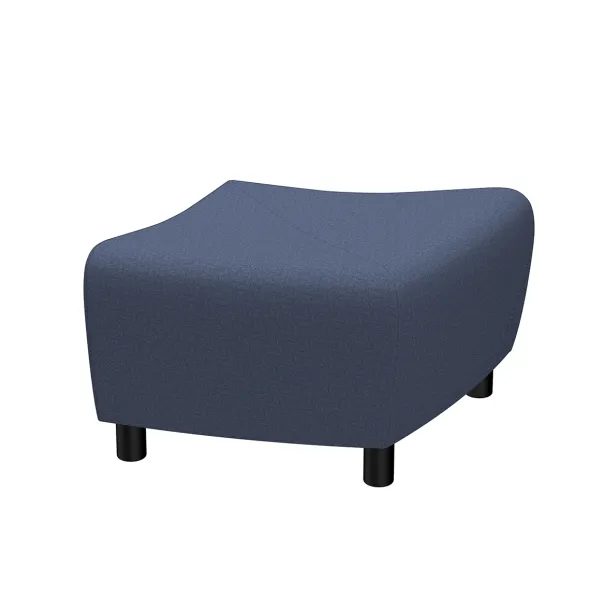 Pouf d'extrémité Yola - textile enduit imprimé - patins polypropylène noir
