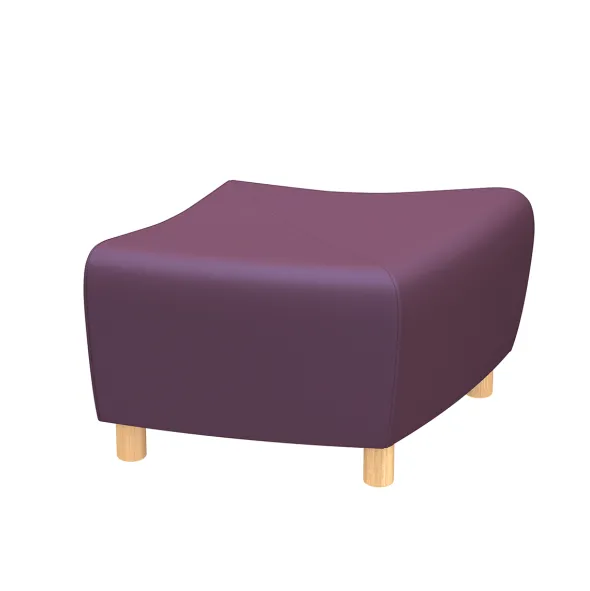 Pouf d'extrémité Yola - textile enduit uni - patins bois