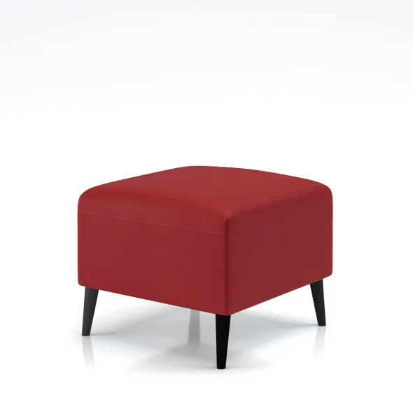 Pouf Karnak - cuir piétement bois