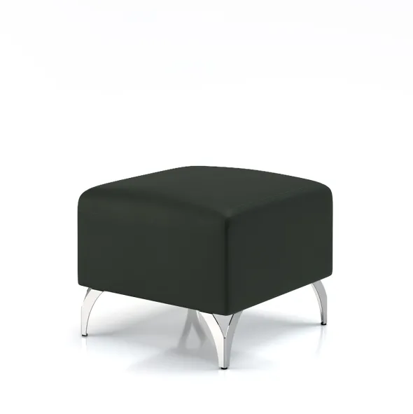 Pouf Karnak - cuir piétement chrome