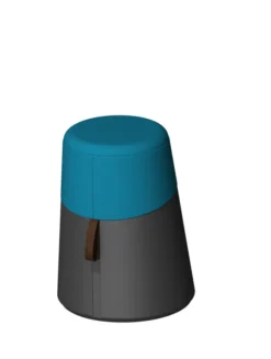 Pouf Kulbu polyéthylène avec assise tapissée textile enduit lisse