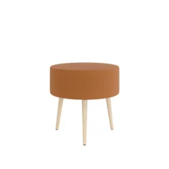 Pouf Modul@ Ø 45 x h. 45 cm - textile enduit - pieds chêne vernis naturel