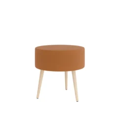 Pouf Modul@ Ø 45 x h. 45 cm - textile enduit - pieds chêne vernis naturel
