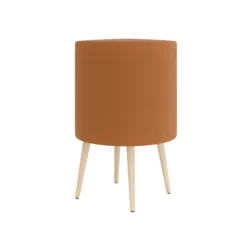 Pouf Modul@ Ø 45 x h. 69 cm - textile enduit - pieds chêne vernis naturel