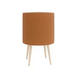 Pouf Modul@ Ø 45 x h. 69 cm - textile enduit - pieds chêne vernis naturel