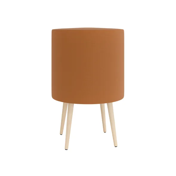 Pouf Modul@ Ø 45 x h. 69 cm - textile enduit - pieds chêne vernis naturel