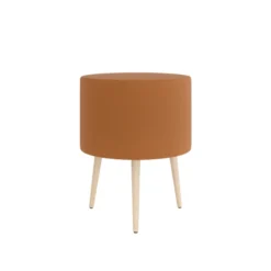 Pouf Modul@ Ø 45 x h. 58 cm - textile enduit - pieds chêne vernis naturel