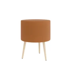 Pouf Modul@ Ø 45 x h. 58 cm - textile enduit - pieds chêne vernis naturel