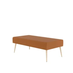 Pouf 2 places Modul@ - textile enduit - pieds chêne vernis naturel