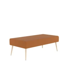 Pouf 2 places Modul@ - textile enduit - pieds chêne vernis naturel