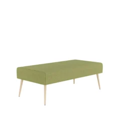 Pouf 2 places Modul@ - tissu N - pieds chêne vernis naturel