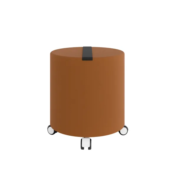 Pouf rond Yam's - textile enduit - sur roulettes
