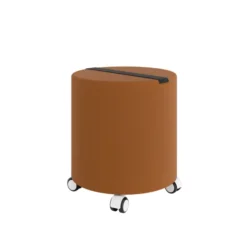 Pouf rond Yam's - textile enduit - sur roulettes