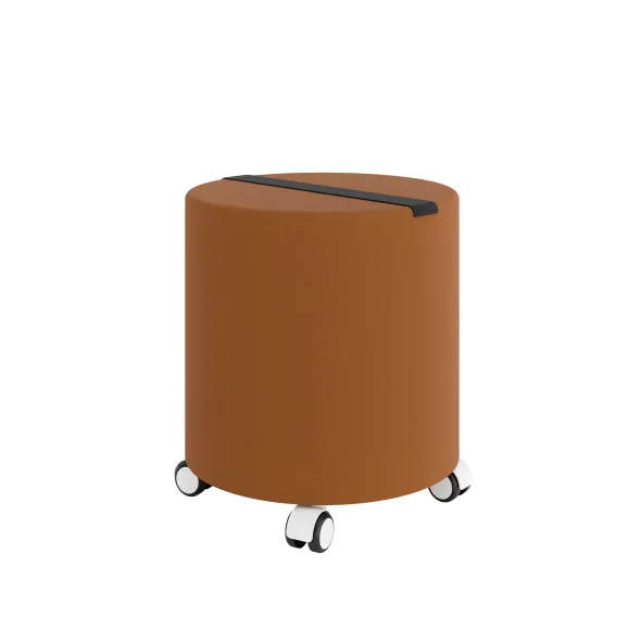Pouf rond Yam's - textile enduit - sur roulettes